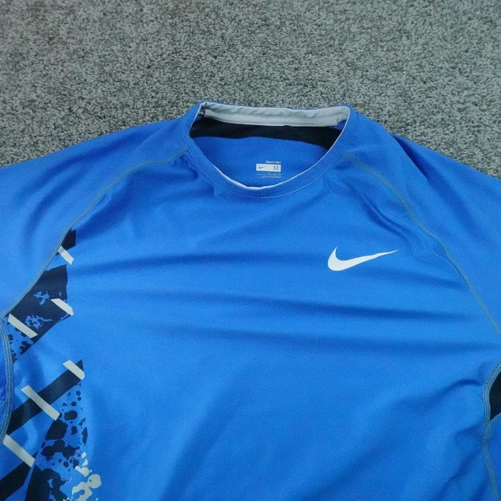 Nike Shirt Mens M Blue Tennis Challenge Court FIT DRY Short Sleeve Graphic Tee